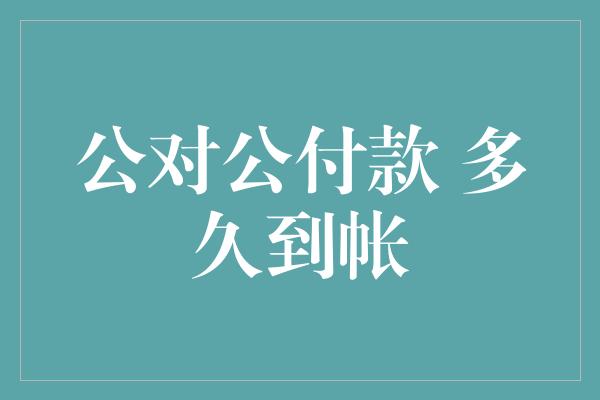 公对公付款 多久到帐