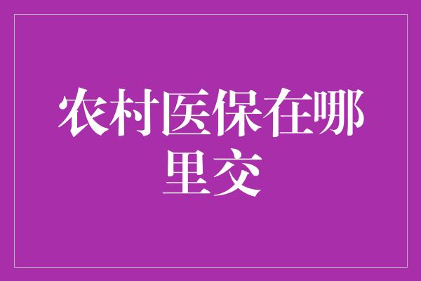 农村医保在哪里交