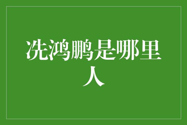 冼鸿鹏是哪里人