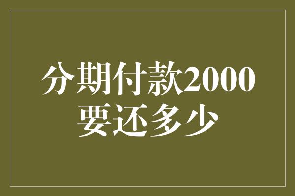 分期付款2000要还多少