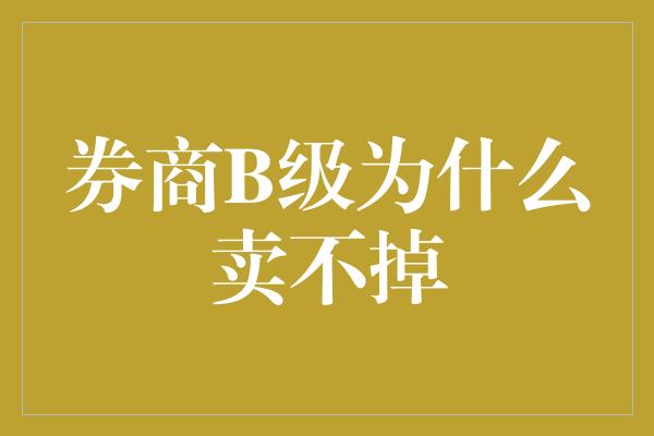 券商B级为什么卖不掉