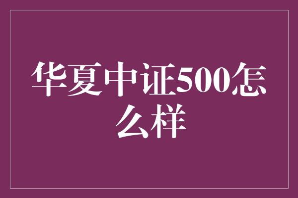 华夏中证500怎么样