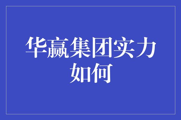 华赢集团实力如何