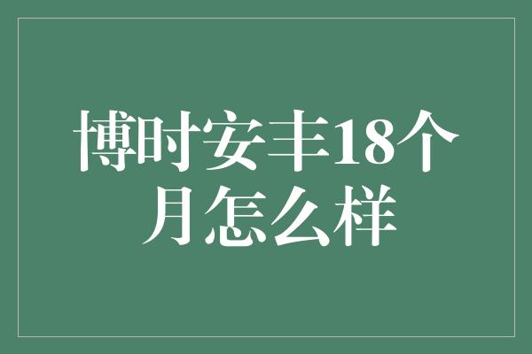 博时安丰18个月怎么样