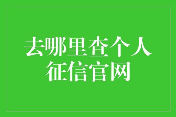 去哪里查个人征信官网