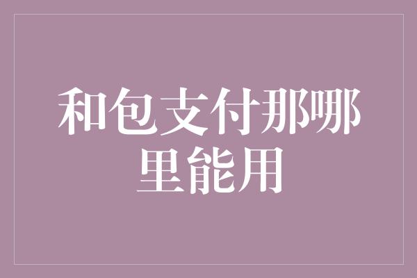 和包支付那哪里能用