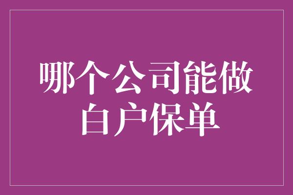 哪个公司能做白户保单