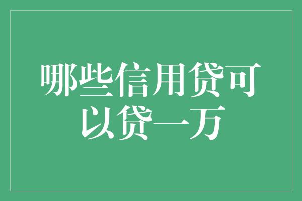 哪些信用贷可以贷一万