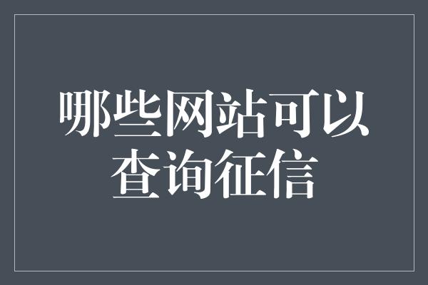 哪些网站可以查询征信