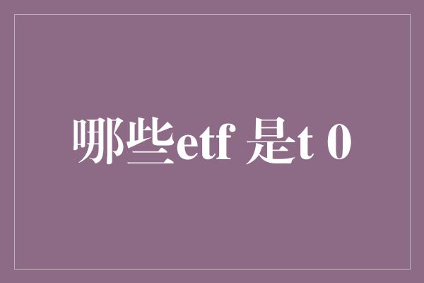 哪些etf 是t 0