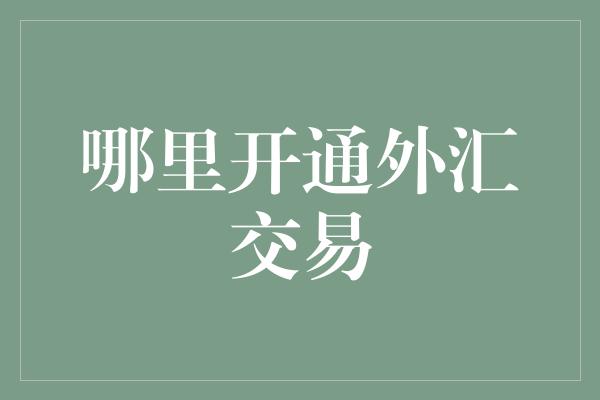 哪里开通外汇交易