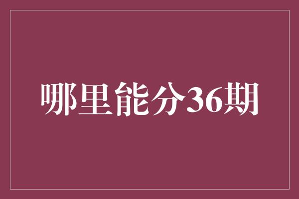 哪里能分36期