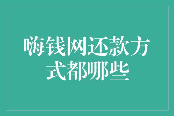 嗨钱网还款方式都哪些