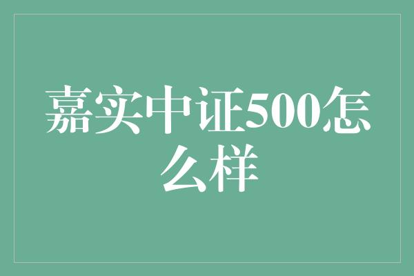 嘉实中证500怎么样