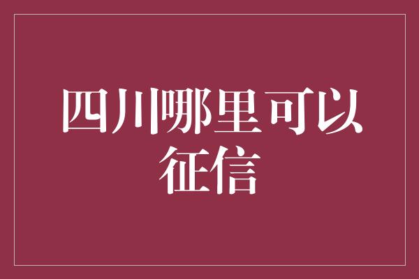 四川哪里可以征信