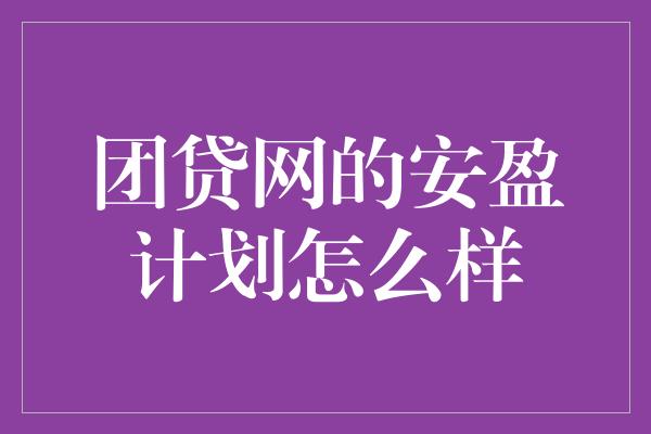 团贷网的安盈计划怎么样