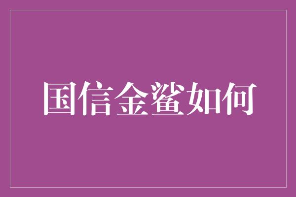 国信金鲨如何