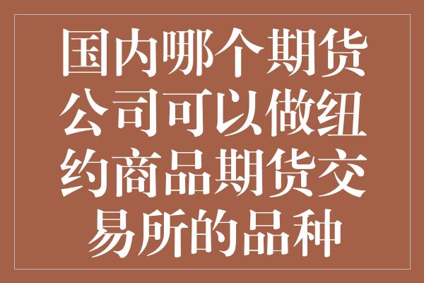 国内哪个期货公司可以做纽约商品期货交易所的品种