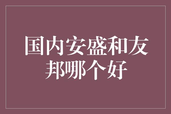 国内安盛和友邦哪个好