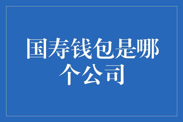 国寿钱包是哪个公司