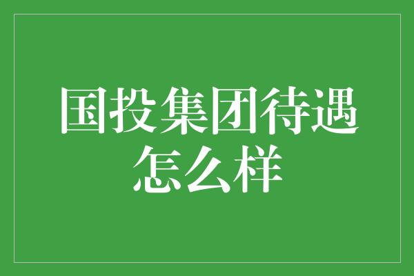 国投集团待遇怎么样