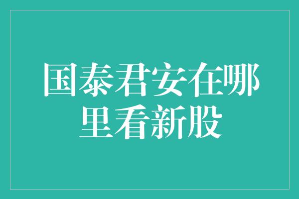 国泰君安在哪里看新股