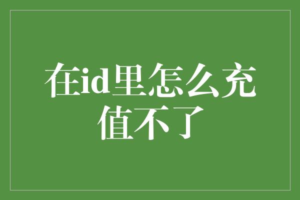 在id里怎么充值不了