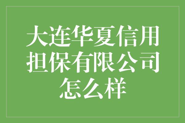 大连华夏信用担保有限公司怎么样