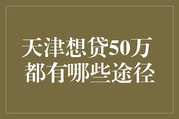 天津想贷50万 都有哪些途径