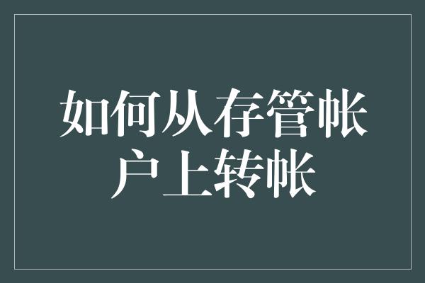 如何从存管帐户上转帐