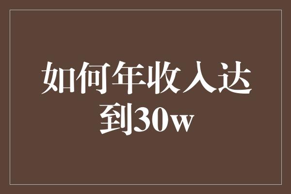 如何年收入达到30w