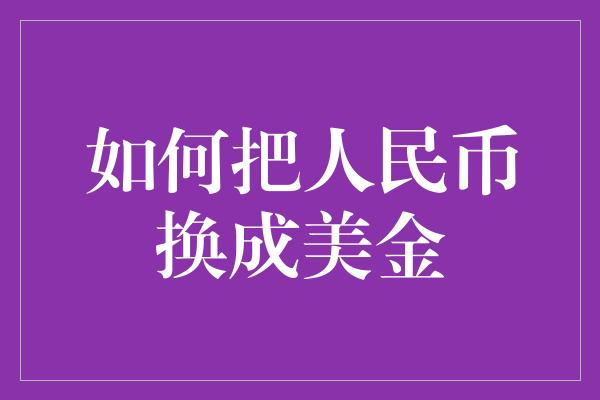 如何把人民币换成美金