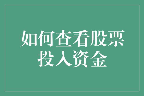 如何查看股票投入资金