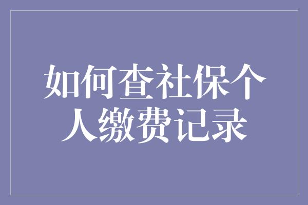 如何查社保个人缴费记录