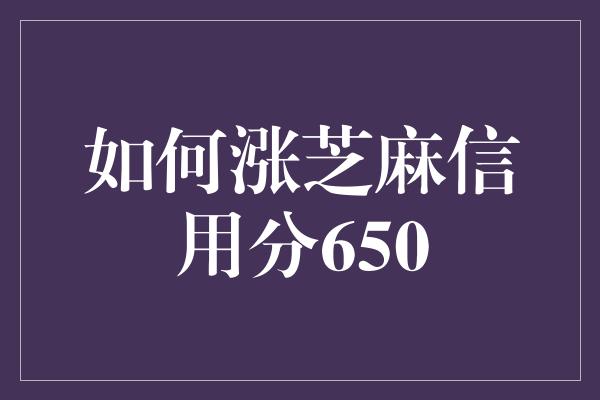 如何涨芝麻信用分650