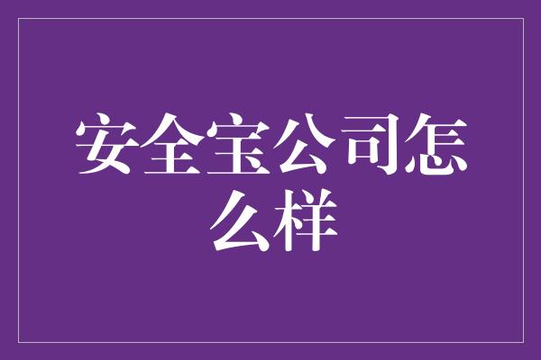 安全宝公司怎么样