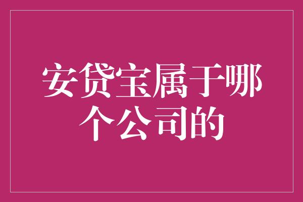 安贷宝属于哪个公司的