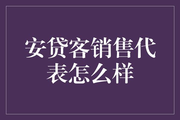 安贷客销售代表怎么样