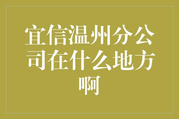 宜信温州分公司在什么地方啊