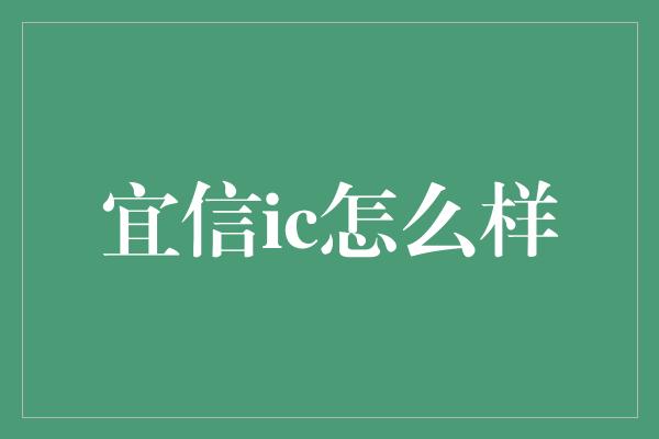 宜信ic怎么样