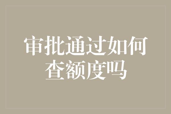 审批通过如何查额度吗