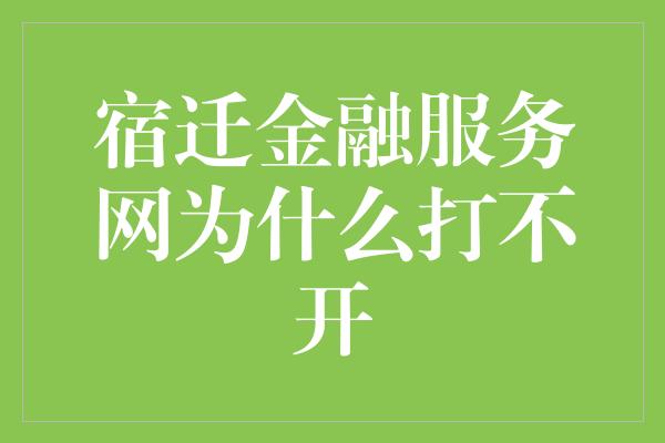 宿迁金融服务网为什么打不开