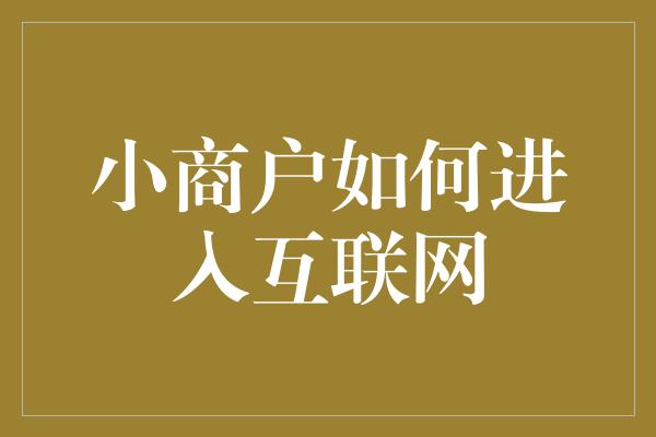 小商户如何进入互联网