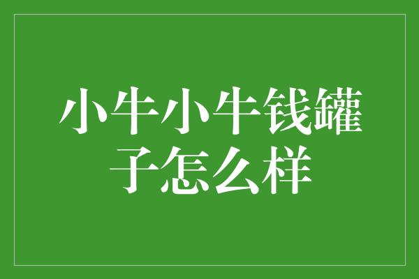 小牛小牛钱罐子怎么样