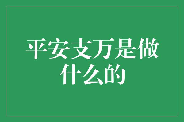 平安支万是做什么的