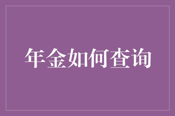 年金如何查询