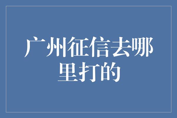 广州征信去哪里打的