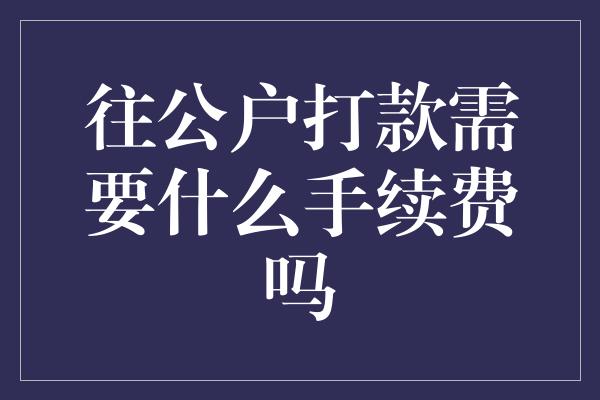 往公户打款需要什么手续费吗