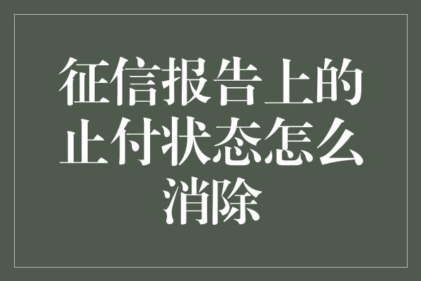 征信报告上的止付状态怎么消除