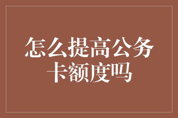 怎么提高公务卡额度吗